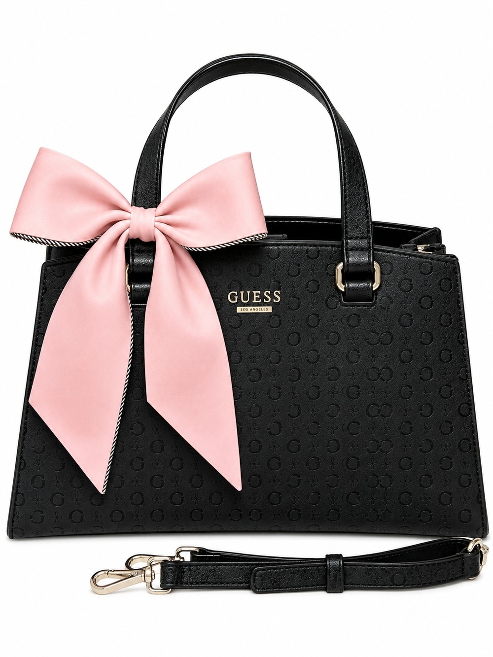 GUESS Convertible Crossbody Satchel Purse Black Logo Bag Black Monogram